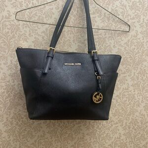 Michael Kors Black Tote with Gold Accents and MK bag
